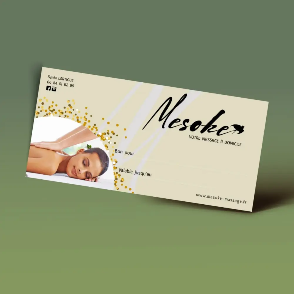 creation et impression bon cadeau haut de gamme pour mesoke massage par couleur pixel marmande 47