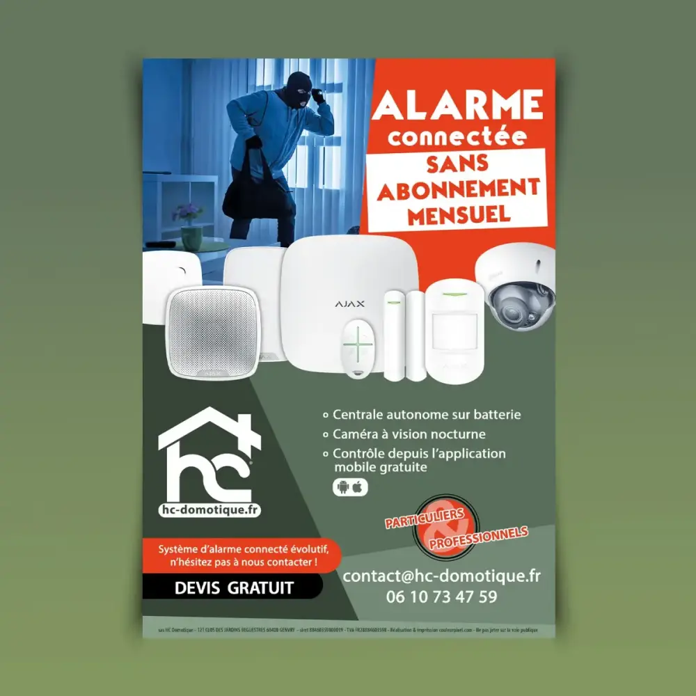 creation et impression affiche et flyers pour hc domotique par couleur pixel marmande 47