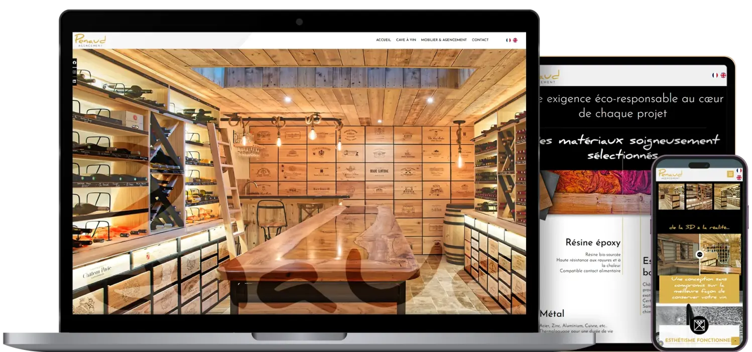 création site internet vitrine 100% sur mesure et responsive pour penaud agencement by couleur pixel à marmande 47