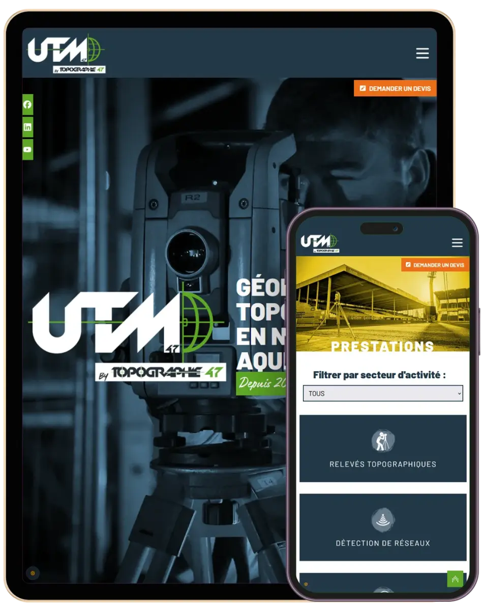 création site internet vitrine 100% sur mesure et responsive pour UTM47 by couleur pixel à marmande 47