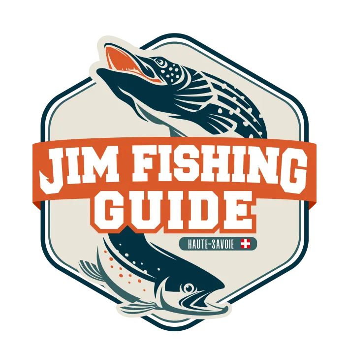 création du logo jim fishing guide guide de peche en haute savoie par couleur pixel agence de communication et graphiste à marmande 47