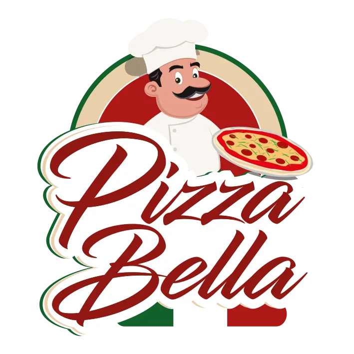 création du logo pizzeria pizza bella par couleur pixel agence de communication et graphiste à marmande 47