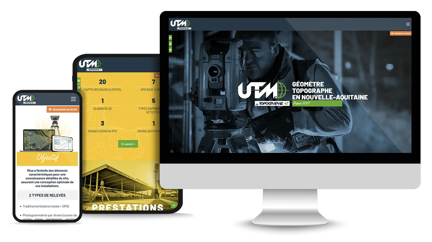 Creation site internet utm 47 topographe Couleur Pixel graphiste et agence de communication sur Marmande