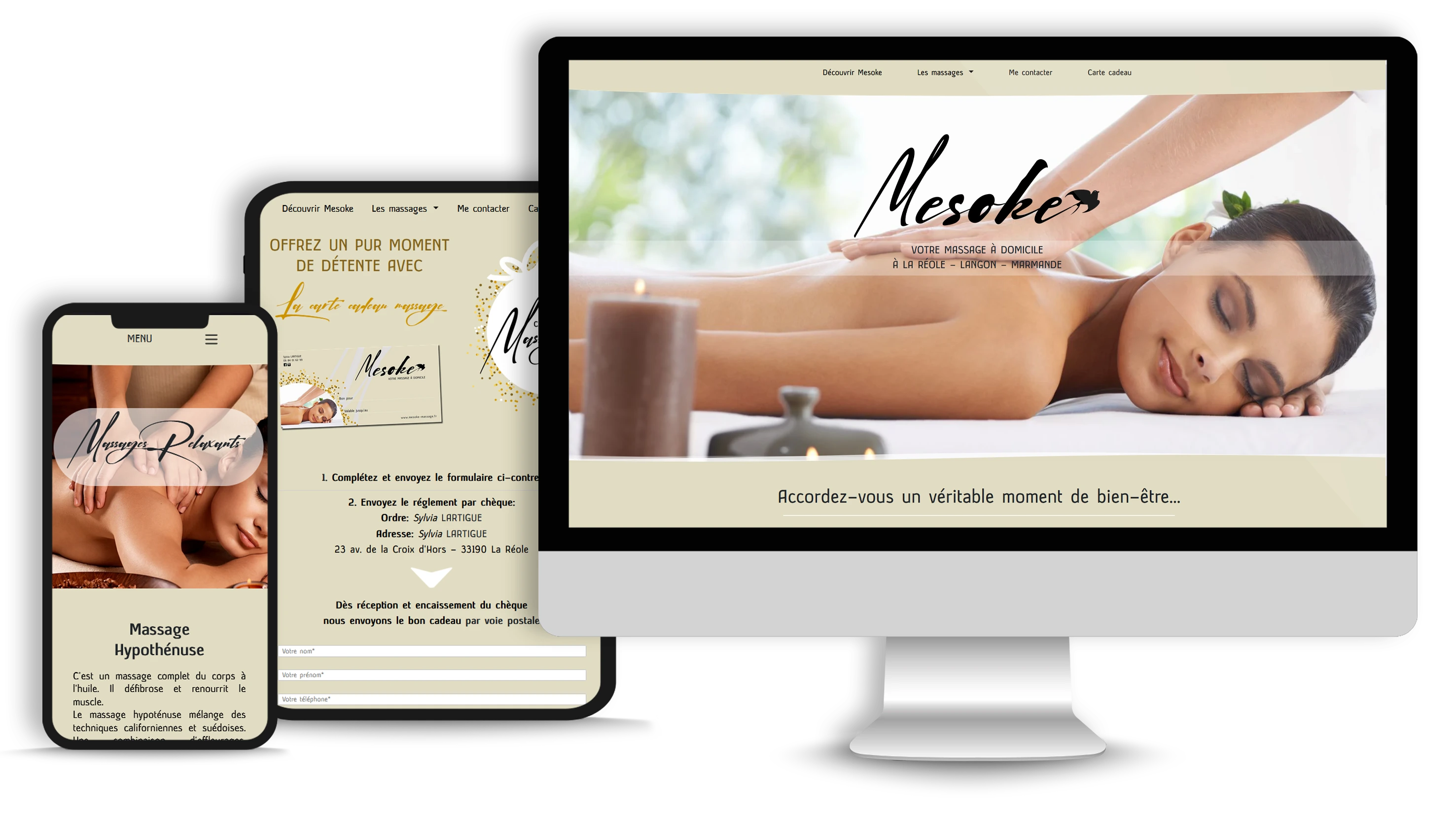 Creation site internet mesoke massage a domicile langon la reole Couleur Pixel graphiste et agence de communication sur Marmande